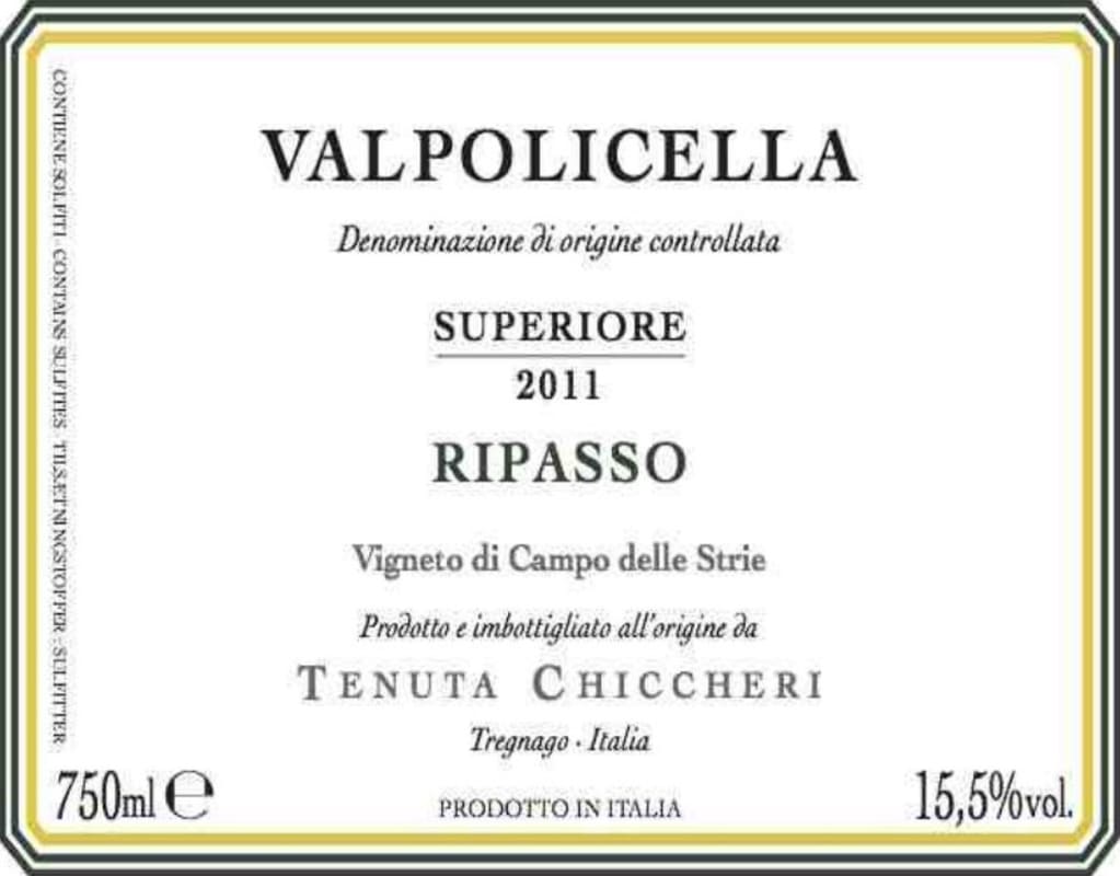 Tenuta Chiccheri Valpolicella Ripasso Superiore 2011 Front Label