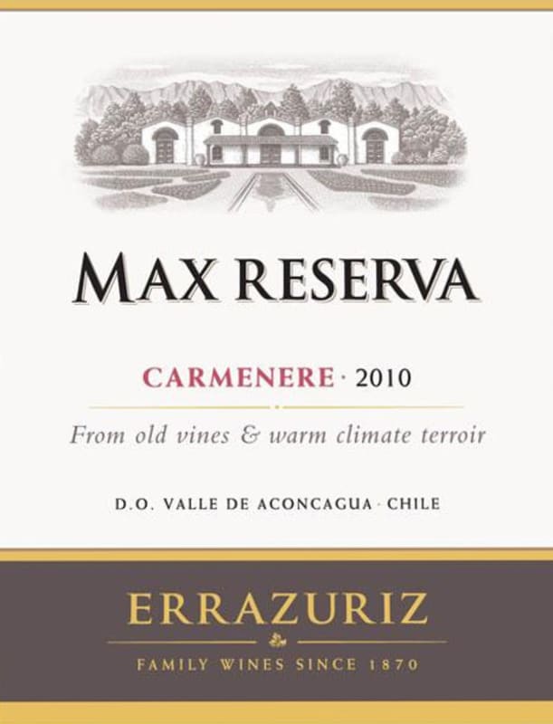 Errazuriz Max Reserva Carmenere 2010 Front Label