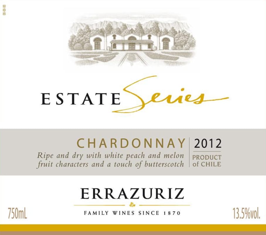 Errazuriz Estate Series Chardonnay 2012 Front Label