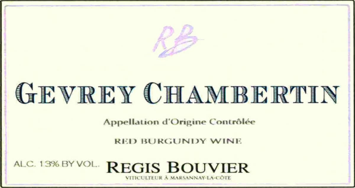 Regis Bouvier Gevrey-Chambertin Red 2013 Front Label