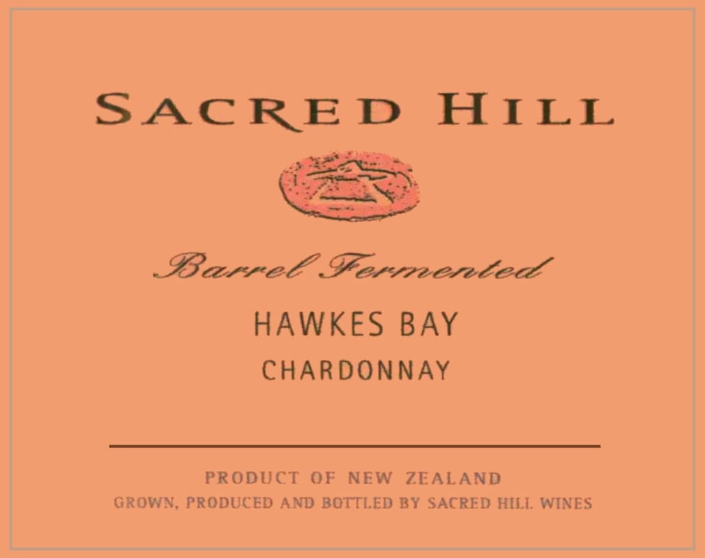 Sacred Hill Barrel Fermented Chardonnay 2015 Front Label