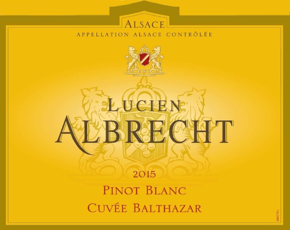 Lucien Albrecht Cuvee Balthazar Reserve Pinot Blanc 2015 Front Label
