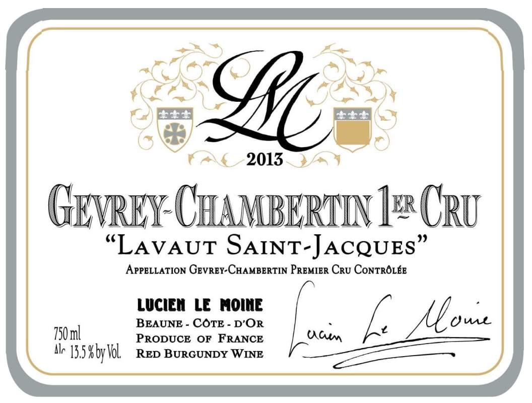 Lucien Le Moine Gevrey-Chambertin Lavaut Saint Jacques Premier Cru 2013 Front Label