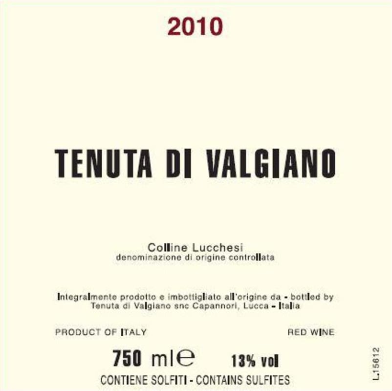 Tenuta di Valgiano Colline Lucchesi 2010 Front Label