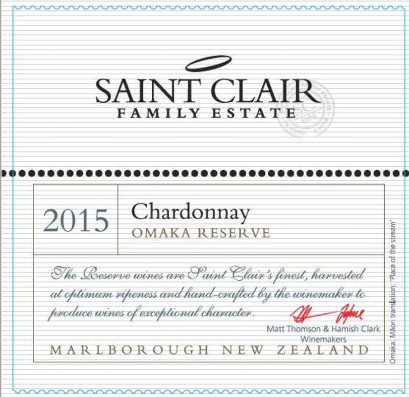 Saint Clair Omaka Reserve Chardonnay 2015 Front Label