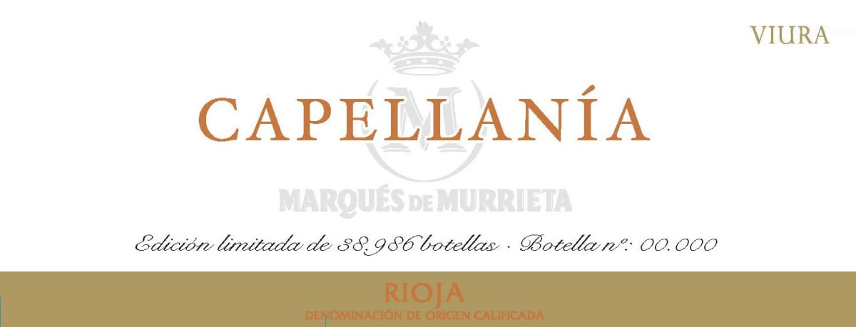 Marques de Murrieta Capellania Reserva White 2014 Front Label