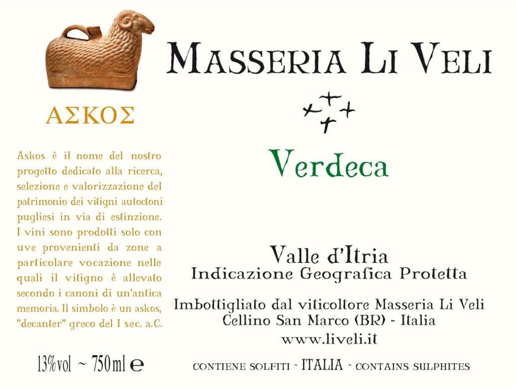 Li Veli Askos Verdeca 2012 Front Label