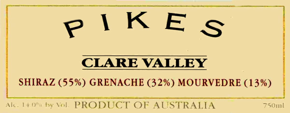 Pikes Shiraz Grenache Mourvedre 2010 Front Label