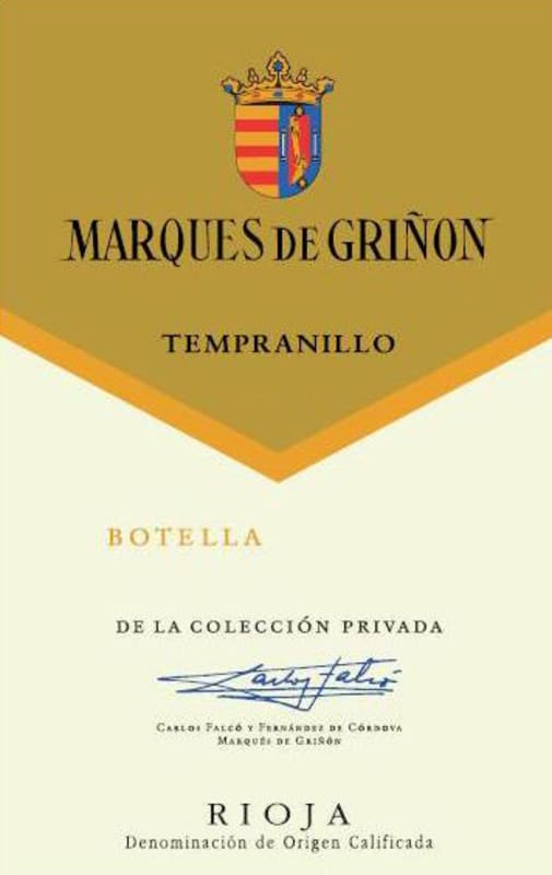Marques de Grinon Rioja Tempranillo 2013 Front Label