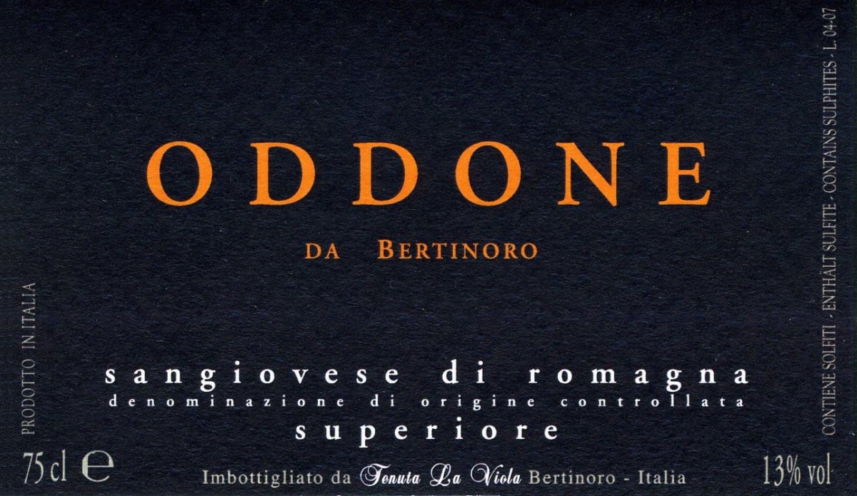 Tenuta la Viola Sangiovese di Romagna Superiore Bertinoro Oddone 2012 Front Label