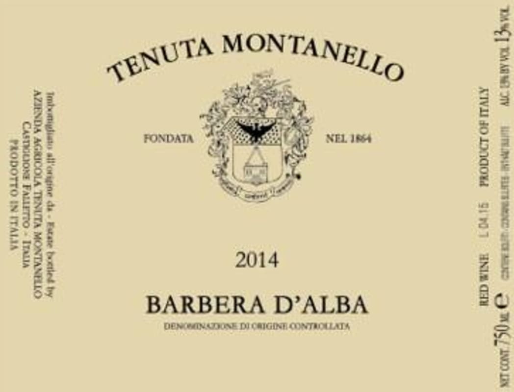 Tenuta Montanello Barbera d'Alba 2014 Front Label