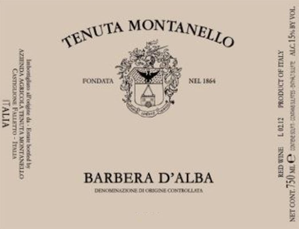 Tenuta Montanello Barbera d'Alba 2012 Front Label