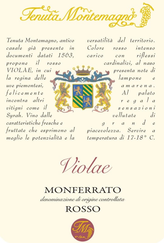 Tenuta Montemagno Monferrato Violae Rosso 2012 Front Label