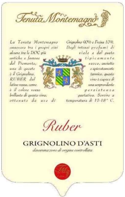Tenuta Montemagno Grignolino d'Asti Ruber 2013 Front Label