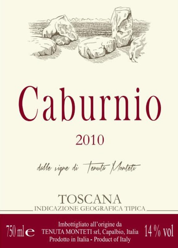 Tenuta Monteti Toscana Caburnio 2010 Front Label