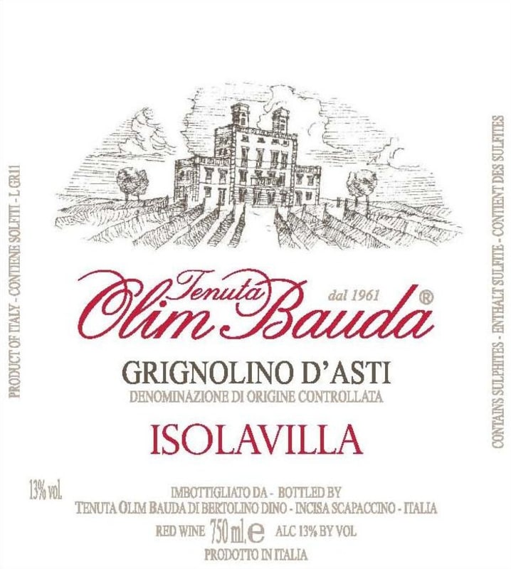Tenuta Olim Bauda Grignolino d'Asti Isolavilla 2013 Front Label