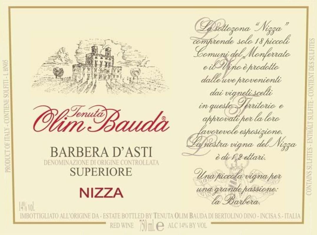 Tenuta Olim Bauda Barbera d'Asti Superiore Nizza 2007 Front Label