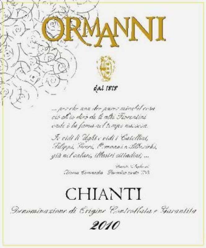 Tenuta Ormanni Chianti 2010 Front Label