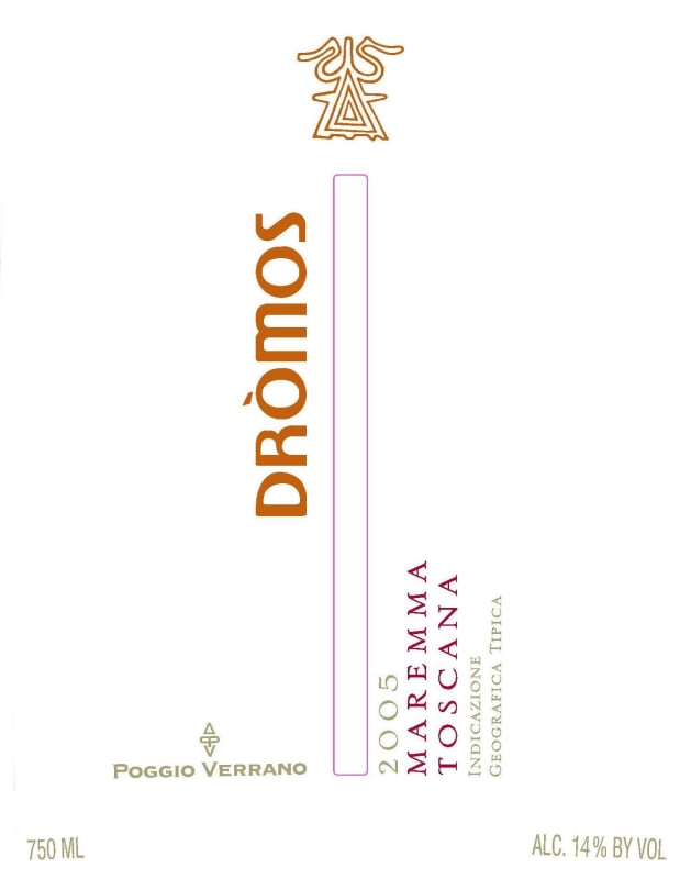 Tenuta PoggioVerrano Maremma Toscana Dromos 2005 Front Label