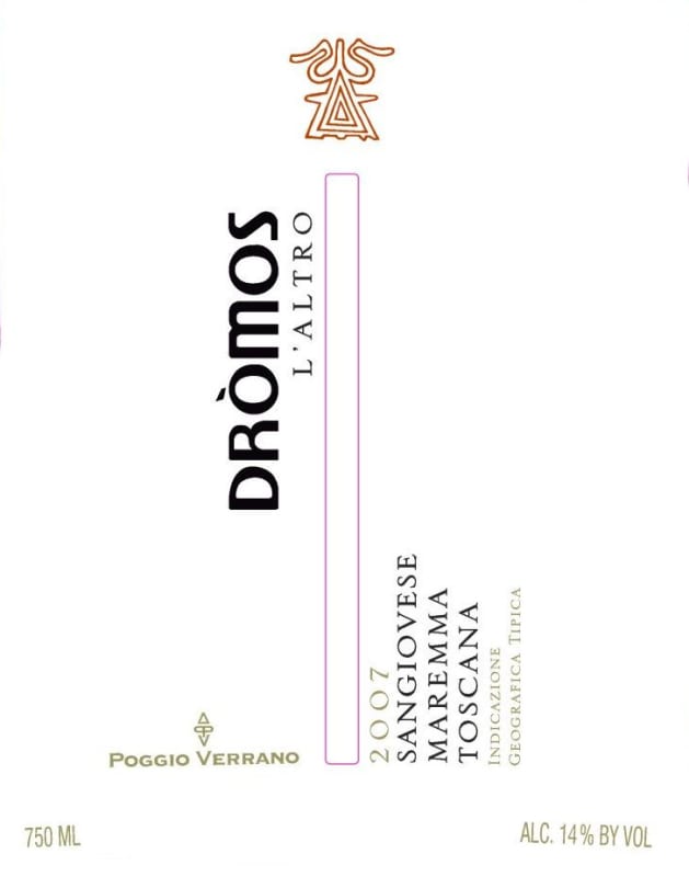 Tenuta PoggioVerrano Maremma Toscana Dromos 2007 Front Label