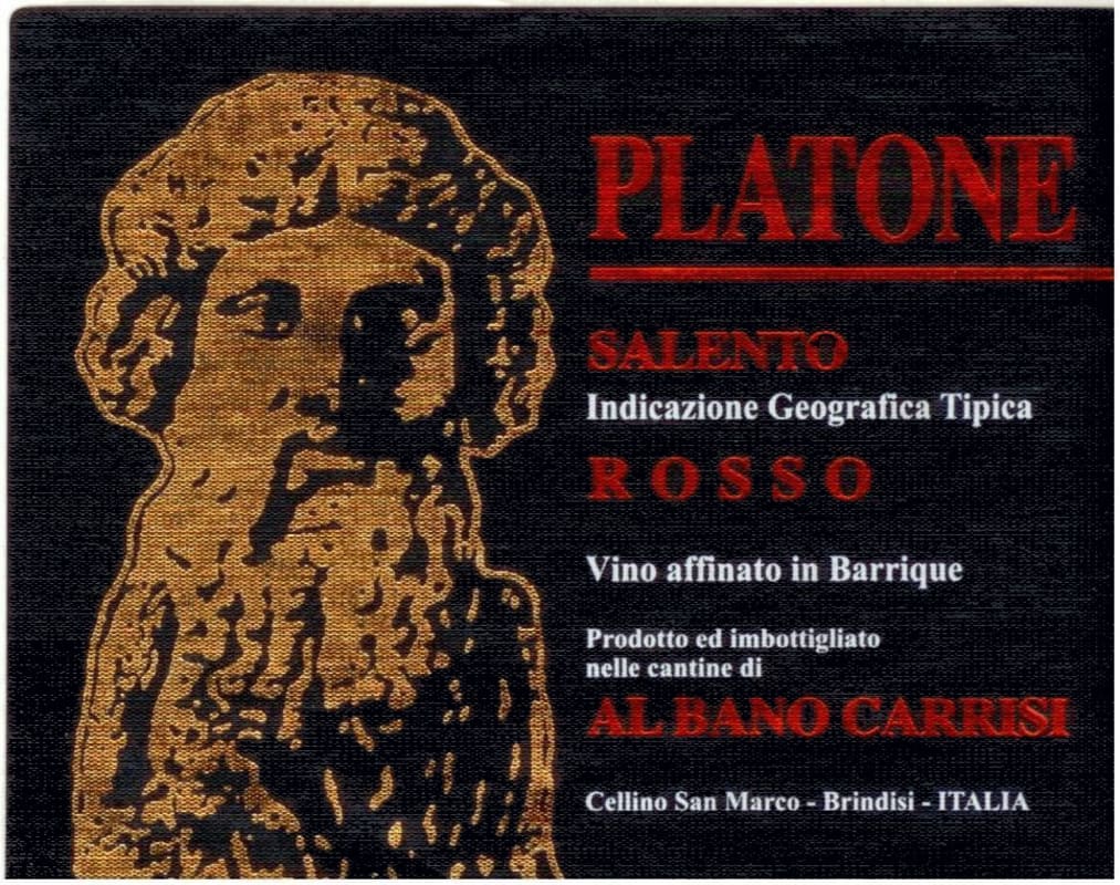 Tenute Al Bano Carrisi Salento Platone Rosso 2008 Front Label