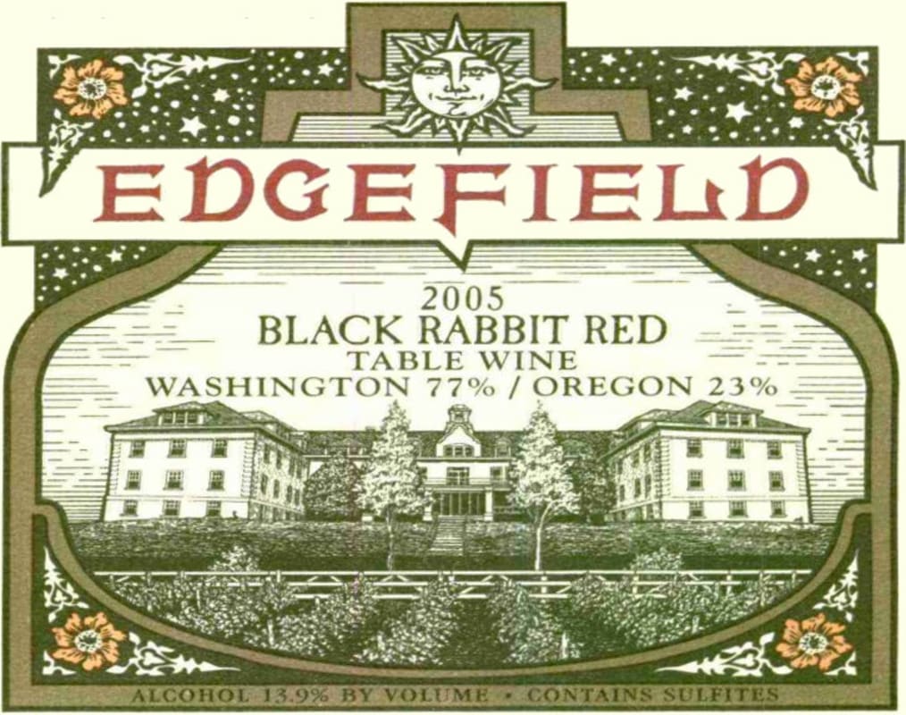 Edgefield Winery Black Rabbit Red 2005 Front Label