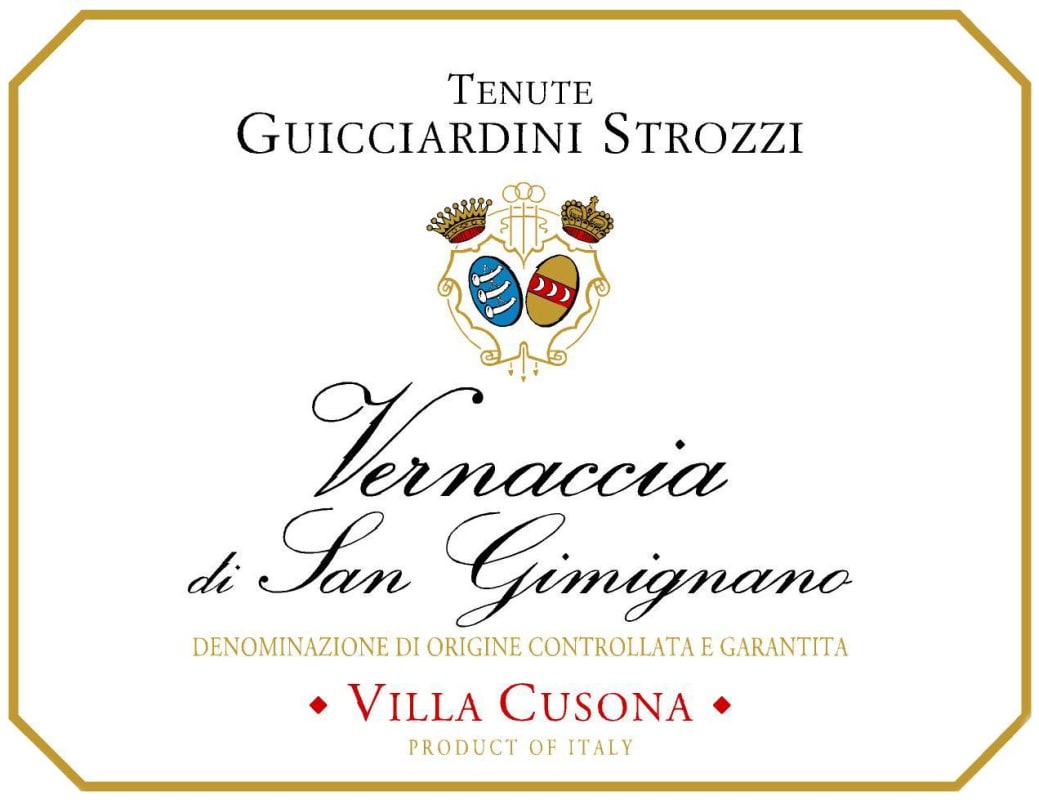 Tenute Guicciardini Strozzi Vernaccia di San Gimignano Villa Cusona 2014 Front Label