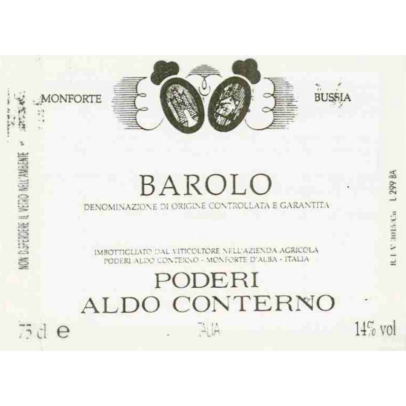 Aldo Conterno Barolo Bussia (torn label) 1999 Front Label