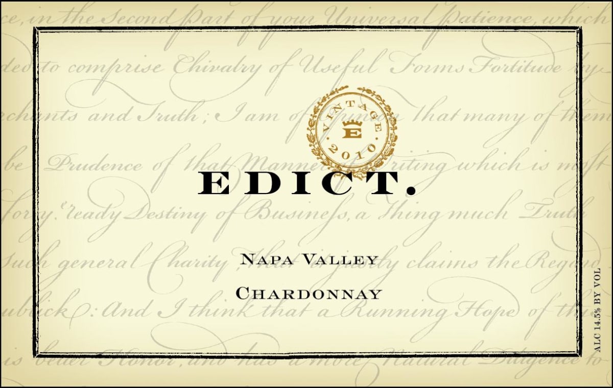 Edict Wines Chardonnay 2010 Front Label