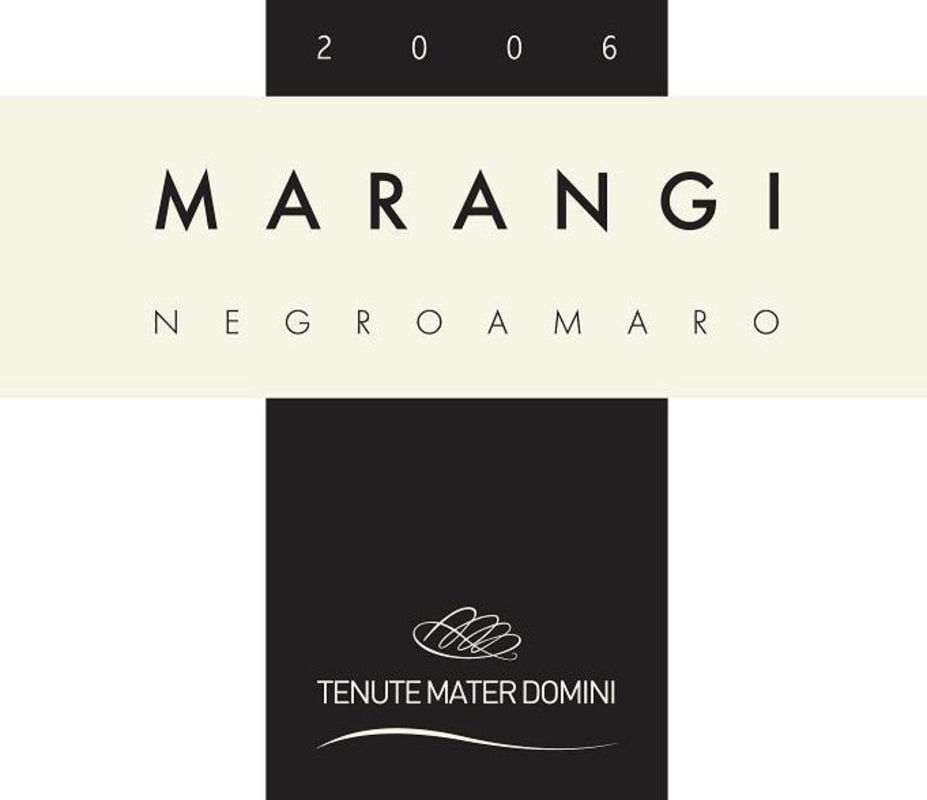 Tenute Mater Domini Salento Marangi Negroamaro Rosso 2006 Front Label