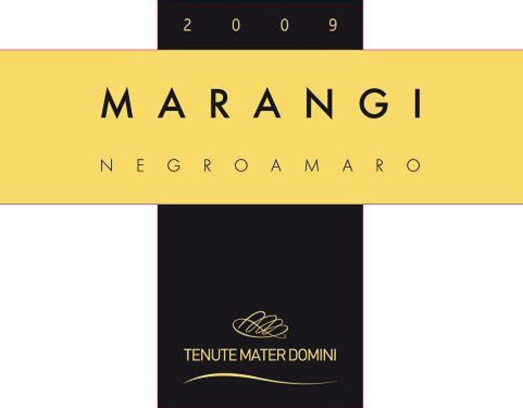 Tenute Mater Domini Salento Marangi Negroamaro Rosso 2009 Front Label