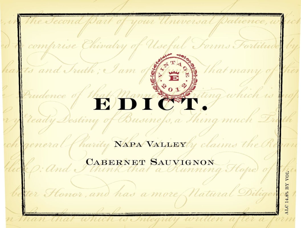 Edict Wines Edict Cabernet Sauvignon 2012 Front Label