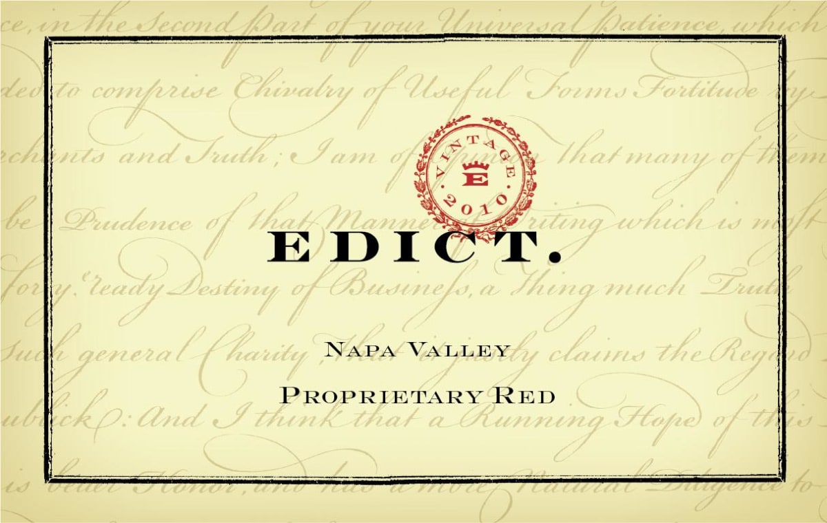 Edict Wines Proprietary Red 2010 Front Label