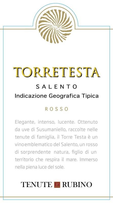 Tenute Rubino Torre Testa Rosso 2013 Front Label