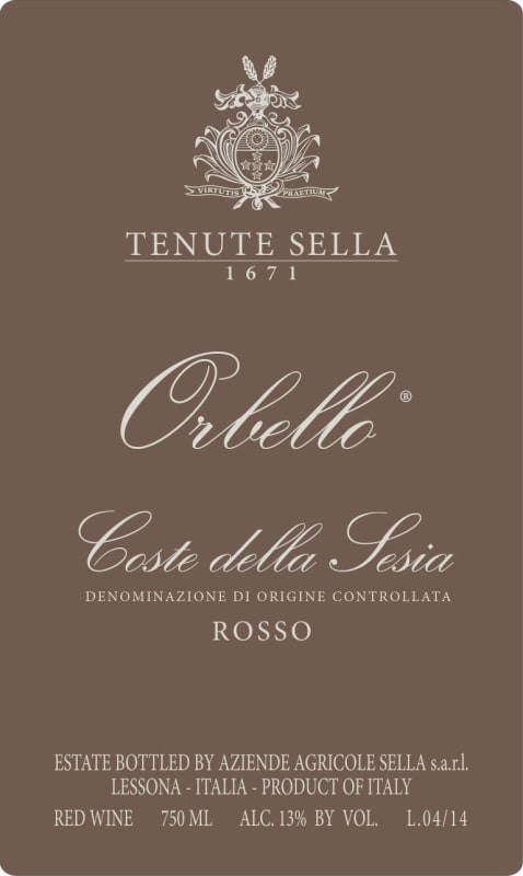 Tenute Sella Coste della Sesia Orbello 2013 Front Label
