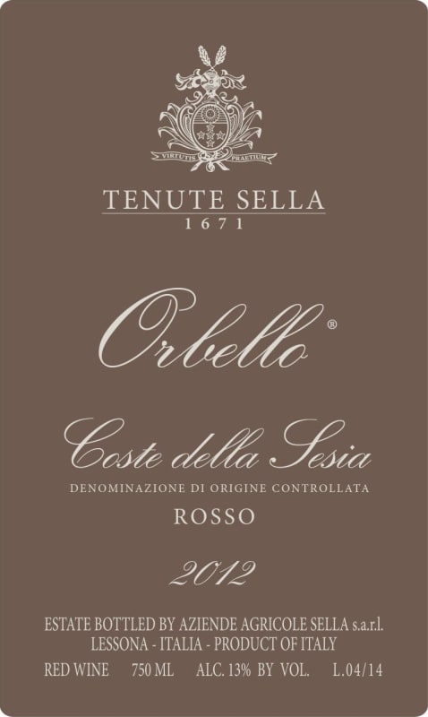 Tenute Sella Coste della Sesia Orbello 2012 Front Label