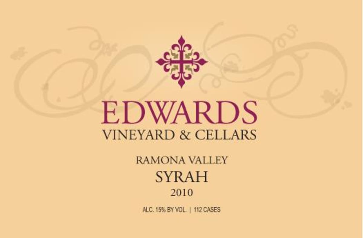 Edwards Vineyard and Cellars Syrah 2010 Front Label