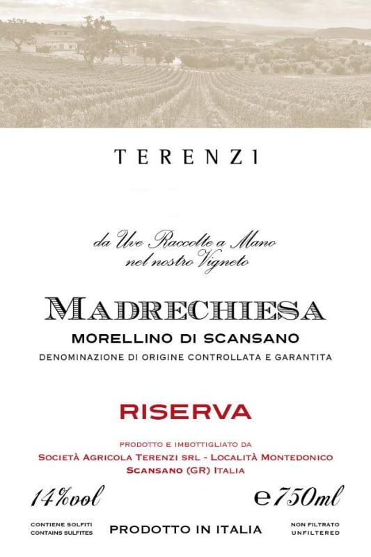 Terenzi Morellino di Scansano Madrechiesa Riserva 2012 Front Label