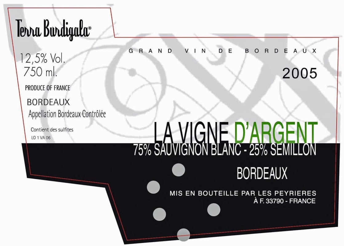 Terra Burdigala La Vigne d'Argent 2005 Front Label
