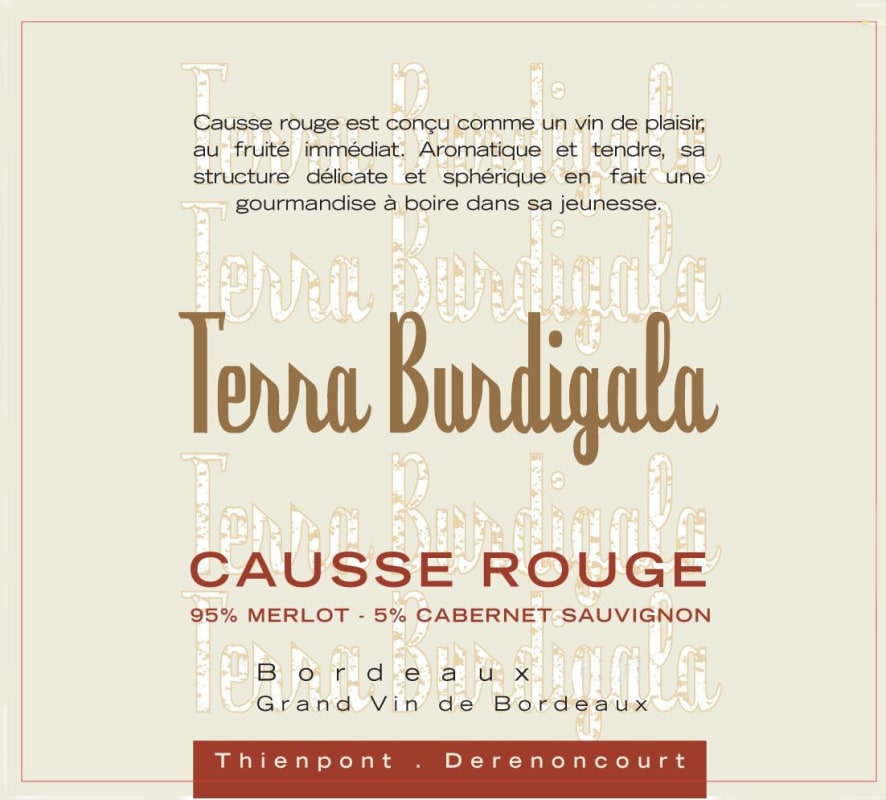 Terra Burdigala Causse Rouge 2011 Front Label