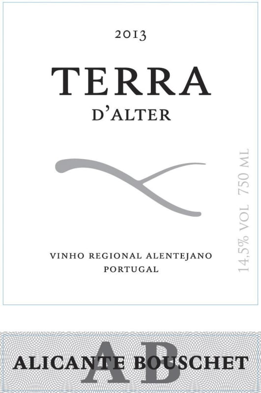 Terras d'Alter Alicante Bouschet 2013 Front Label