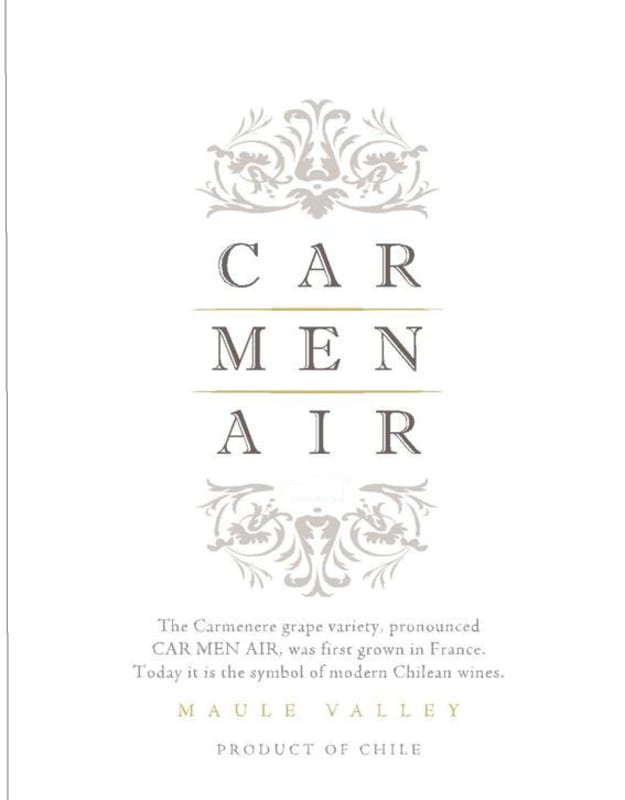 Terraustral Wine Company Car Men Air Carmenere 2012 Front Label