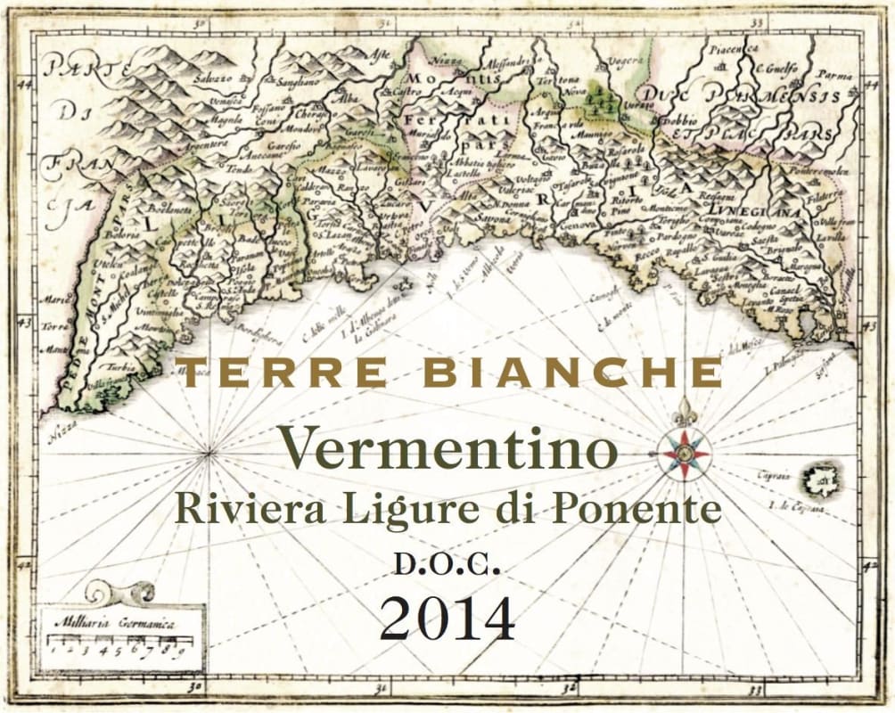 Terre Bianche Riviera Ligure di Ponente Vermentino 2014 Front Label