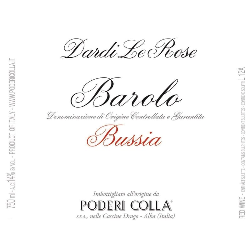 Poderi Colla Barolo Bussia Dardi le Rose 2000 Front Label