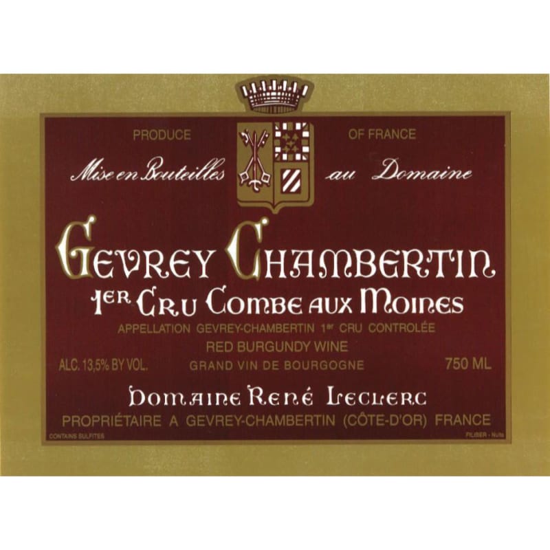 Rene Leclerc Gevrey Chambertin Combes aux Moines Premier Cru 2002 Front Label