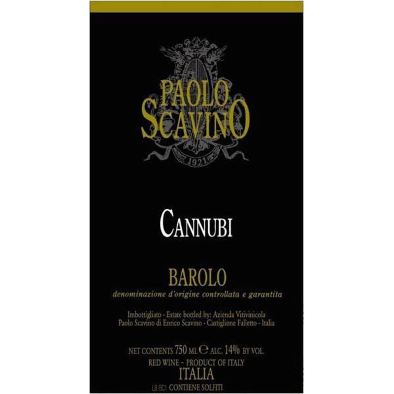 Paolo Scavino Barolo Cannubi 1997 Front Label
