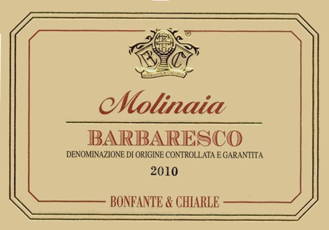 Terre Miroglio srl Bonfante & Chiarle Molinaia 2010 Front Label