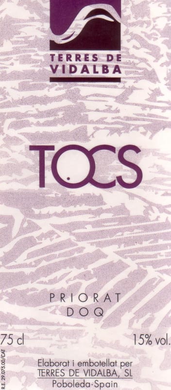 Terres de Vidalba Tocs 2009 Front Label