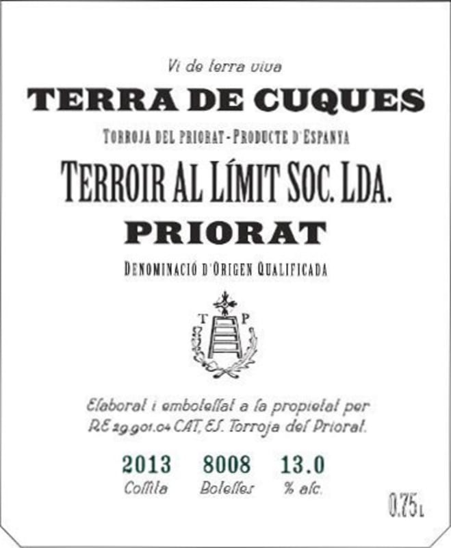 Terroir Al Limit Terra de Cuques 2013 Front Label