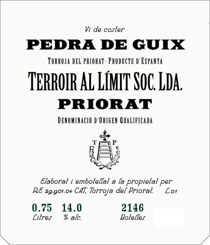 Terroir Al Limit Pedra de Guix 2010 Front Label
